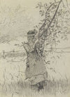 Girl Holding a Branch of an Apple Tree