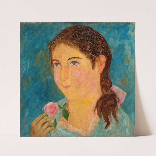 Girl holding a rose in her hand (1920) by Tadeusz Makowski