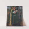 Girl in a birch forest with cat by Paula Modersohn-Becker