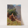 Girl in a Fjord Landscape by Hans Dahl