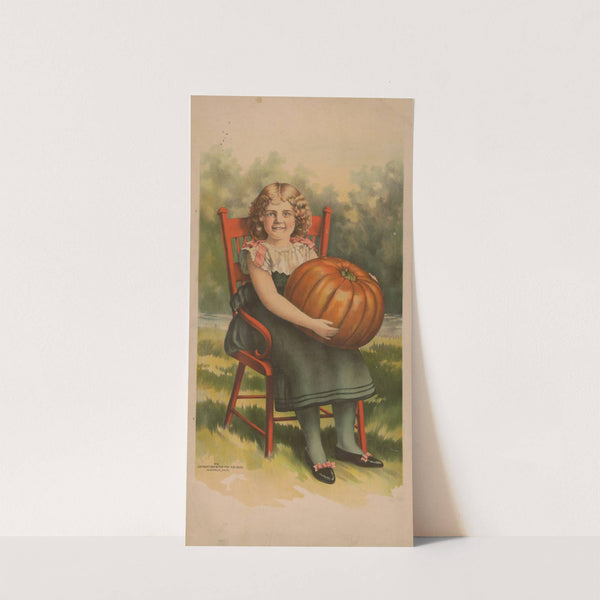Girl in red chair with pumpkin (1899) by Fair Pub. House