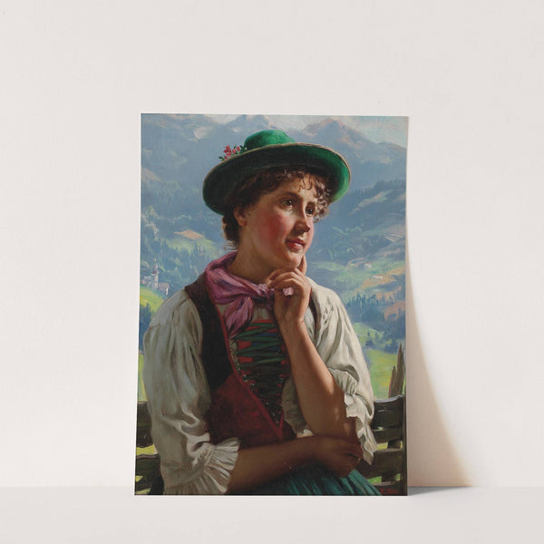 Girl in Traditional Costume in an Alpine Landscape by Emil Rau