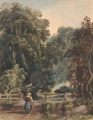 Girl on Lane, Entering Wooded Area