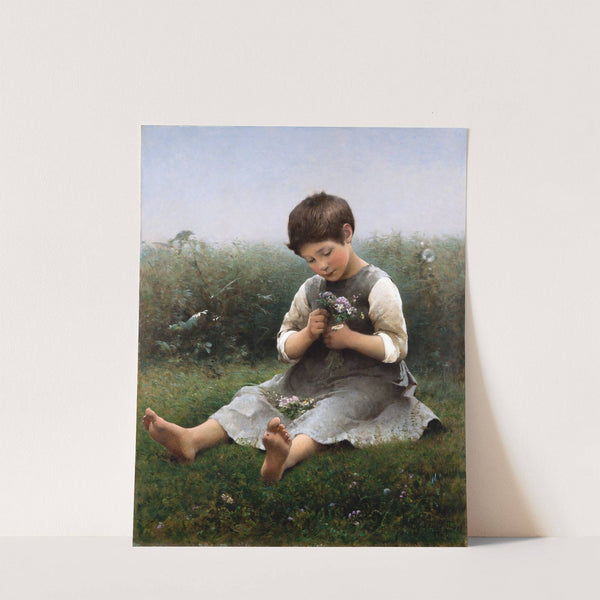 Girl Picking Flowers by Hugo Salmson