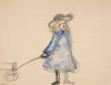 Girl Pulling Wagon (Plain Girl In Blue Dress)