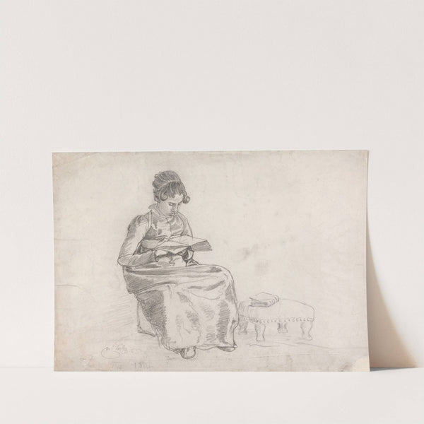 Girl Reading a Book by Cornelius Varley