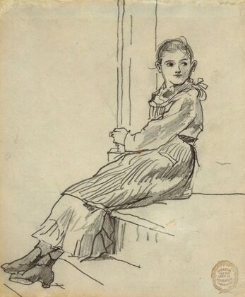 Girl Seated on a Porch Step