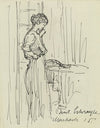 Girl, standing, contemplating