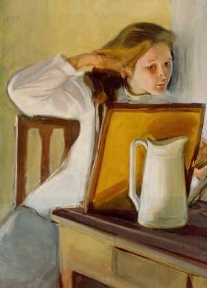 Girl Straightening Her Hair (1902)