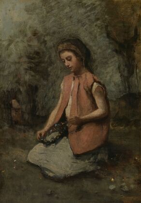 Girl Weaving a Garland