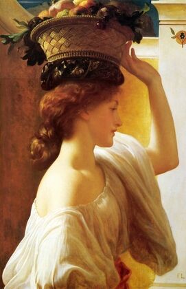 Girl with a basket of fruit Date