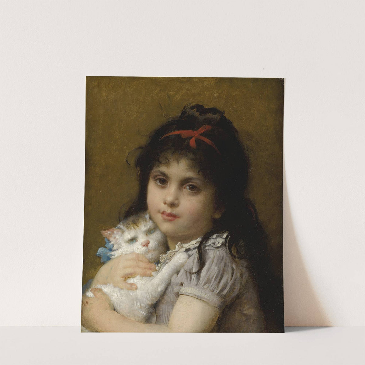 Girl With A Kitten by Léon-Jean-Basile Perrault