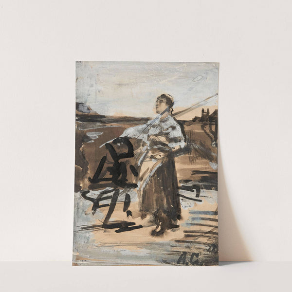 Girl with a rake, sketch for the painting ‘The Angelus’ (1889) by Aleksander Gierymski