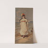 Girl with dark brown hair standing on the beach (1888) by Henderson-Achert Litho. Co.