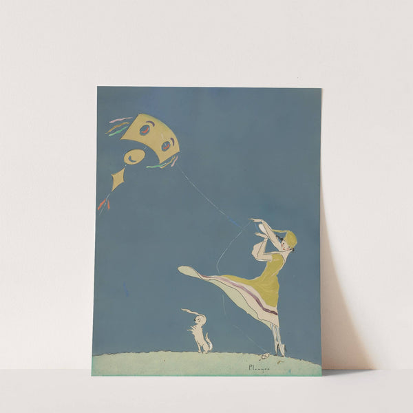 Girl with kite and dog by Ethel Plummer