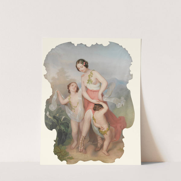 Girl With Two Dancing Children by Continental School