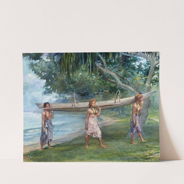 Girls Carrying a Canoe-Vaiala in Samoa by John La Farge