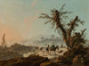Goatherds in a rocky landscape