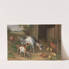 Goats and chickens in a farmyard by Edgar Hunt