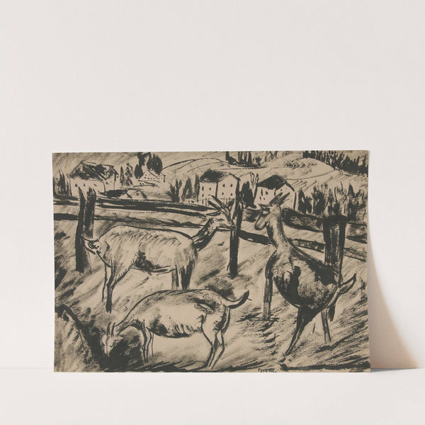 Goats and Landscape by Dora Bromberger