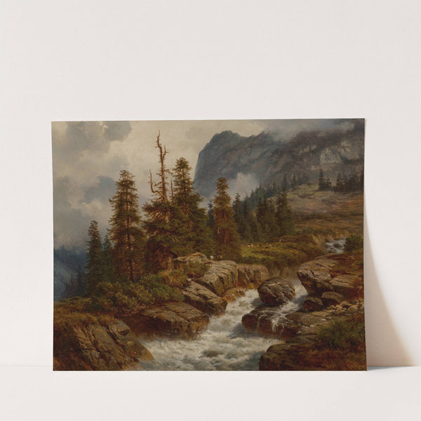 Goats by an alpine stream by Georg Engelhardt