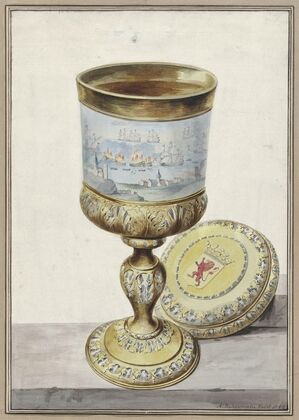 Golden cup with lid