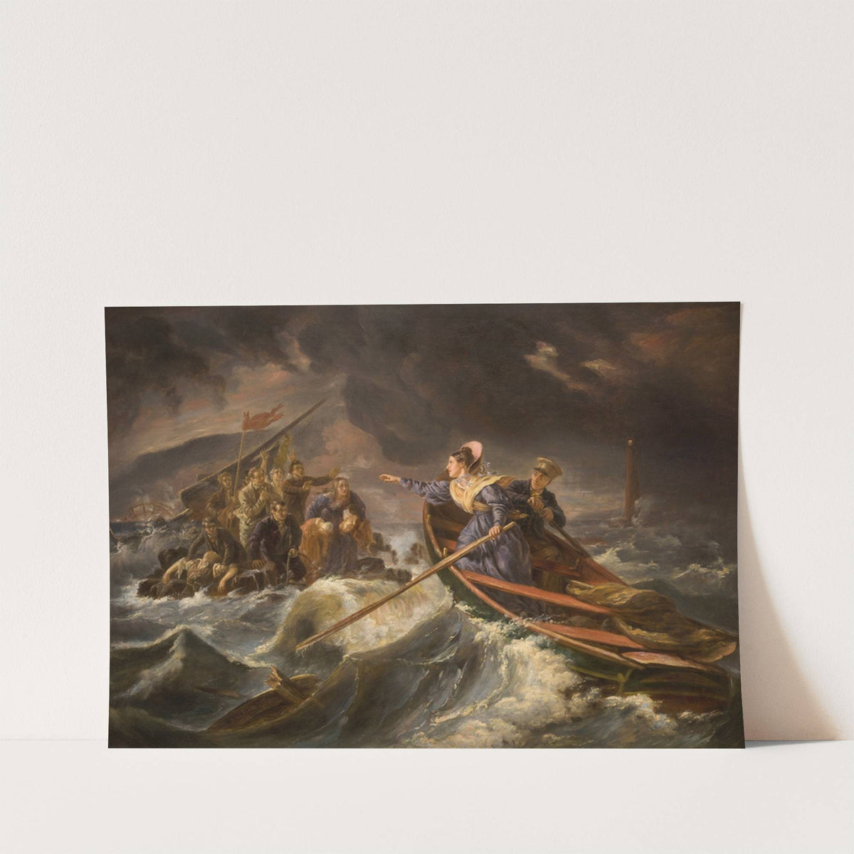 Grace Darling and Her Father Rescuing Survivors from the Wreck of the ‘Forfarshire’ on the Farne Islands, Sept. 7th 1838 (circa 1838) by Charles Achille d'''Hardiviller