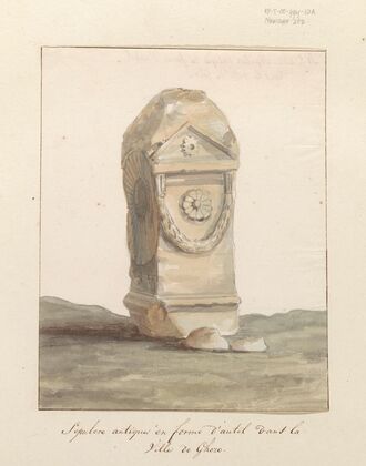 Grafmonument in vorm van klassiek altaar in stad Gozo (1778)