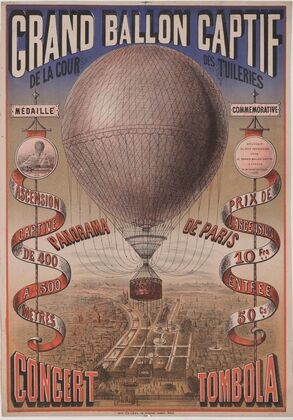 Grand ballon captif de la cour des Tuileries. Concert, tombola (1879)