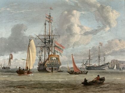 Grand navire de la couronne du Danemark prÃ¨s d’un littoral