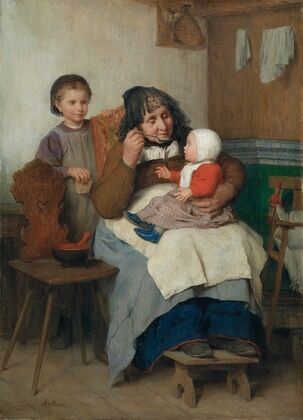 Grandmother Spooning The Soup To Her Grandchild