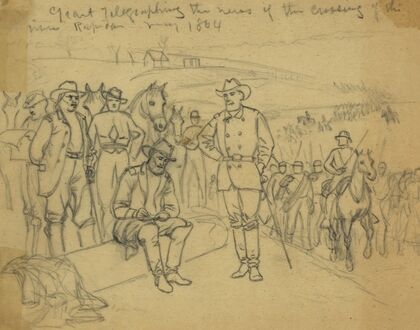 Grant telegraphing the news of the crossing of the river Rapidan–May 1864