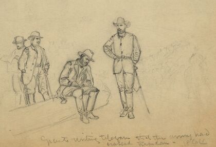 Grant writing telegram that the Army had crossed Rapidan 1864