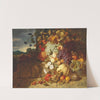 Grapes, peaches, a melon and other fruit on a stone frieze with a bird’s nest (1853) by George Lance