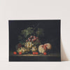 Grapes, peaches and cherries on a stone ledge by George William Sartorius