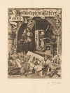Graphic artist in his workshop with various graphic attributes in the foreground (1889)