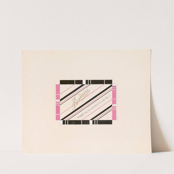 Graphic design drawings for Barricini Candy packages.] [Study, ‘French Chocolates’ candy box, pink and black (1948) by Winold Reiss
