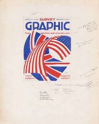 Graphic design for cover of Survey Graphic Magazine; ‘The British and Ourselves’