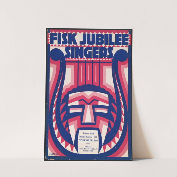 Graphic design for Fisk Jubilee Singers.] [Concert poster with harp and mask motif by Winold Reiss