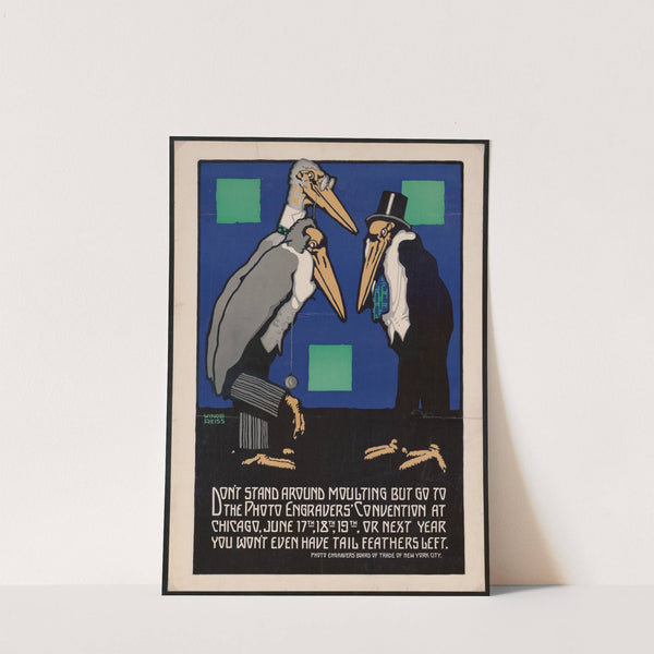 Graphic design for Photo Engravers Convention, Chicago.] [Poster featuring cartoon-like storks by Winold Reiss