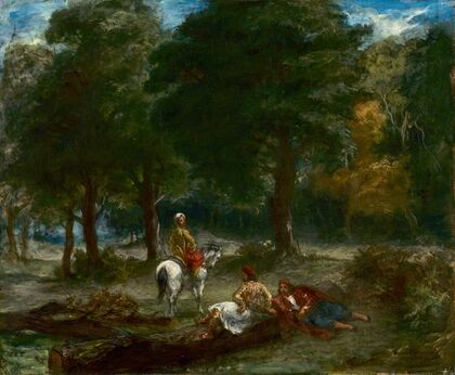 Greek Cavalry Men Resting in Forest (1858)
