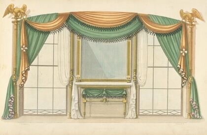 Green and gold drapery