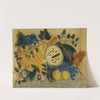 Green Watermelon and Yellow Melon with Fruit and Leafy Vines by American School