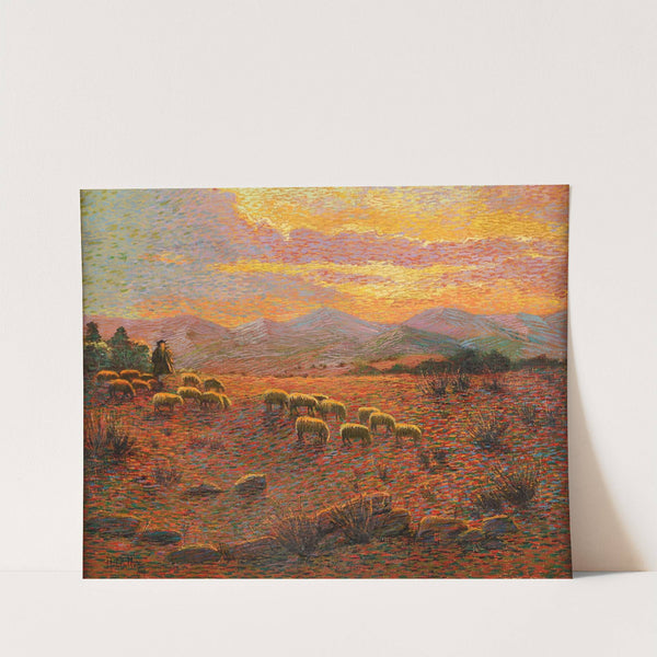 Gregge di pecore con pastore by Antonio Ballero