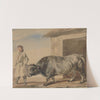 Grey ox and a peasant from Bolestraszyce by Piotr Michałowski
