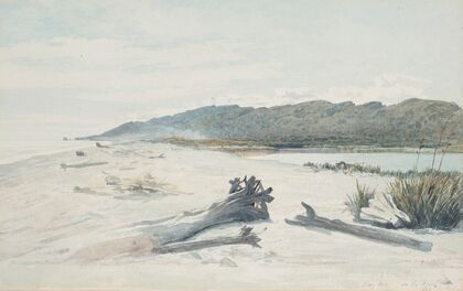 Grey River, on the beach