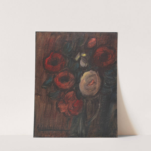 Grosses Stillleben; Grüner Krug mit Pfingstrosen (Dunkles Rosenbouquet) (1937) by Alexej von Jawlensky