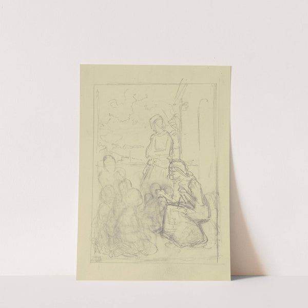 Group in front of a house by Jakob Becker