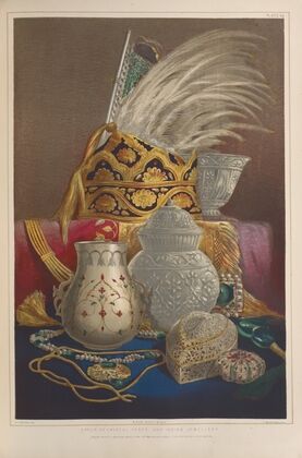 Group of crystal vases, and Indian jewellery
