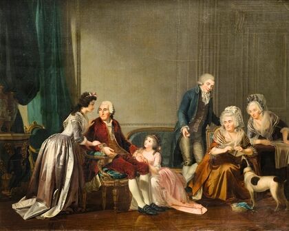 Group portrait of a family in an interior — size preview